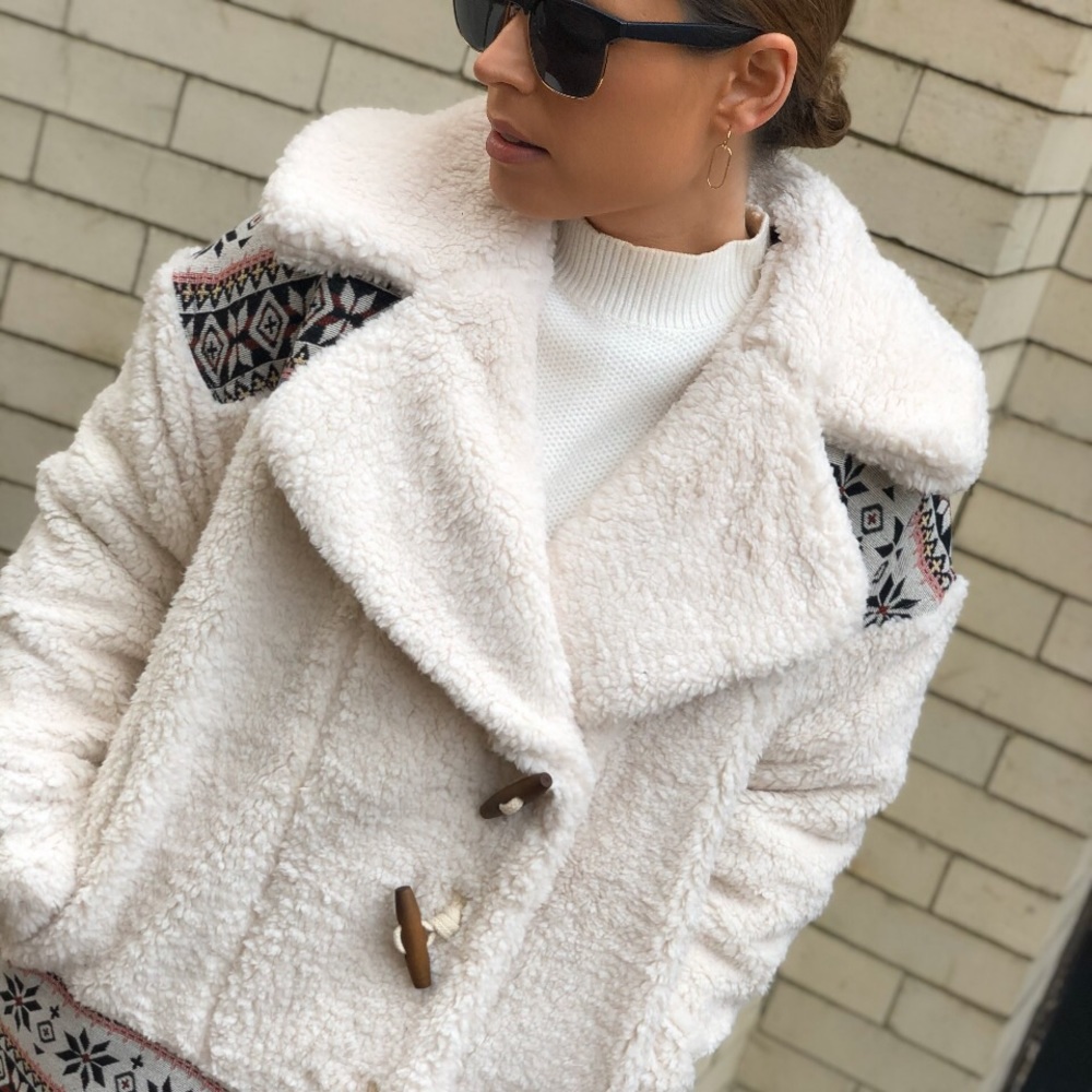 Teddy Faux Fur Sherpa Coat - lollita White - Picture 6 of 8